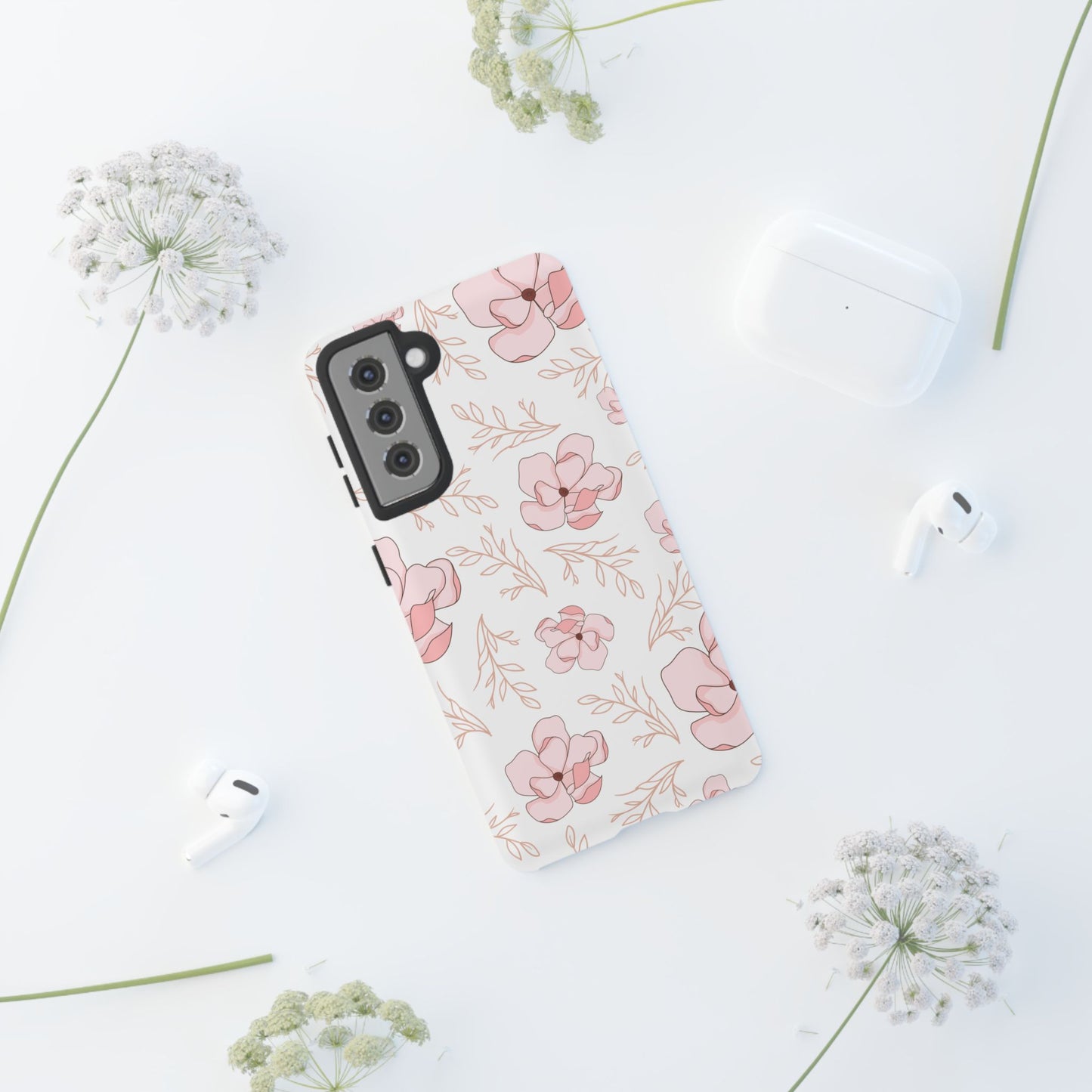 Pink Magnolia Bloom Tough Phone Case for Samsung Smartphone