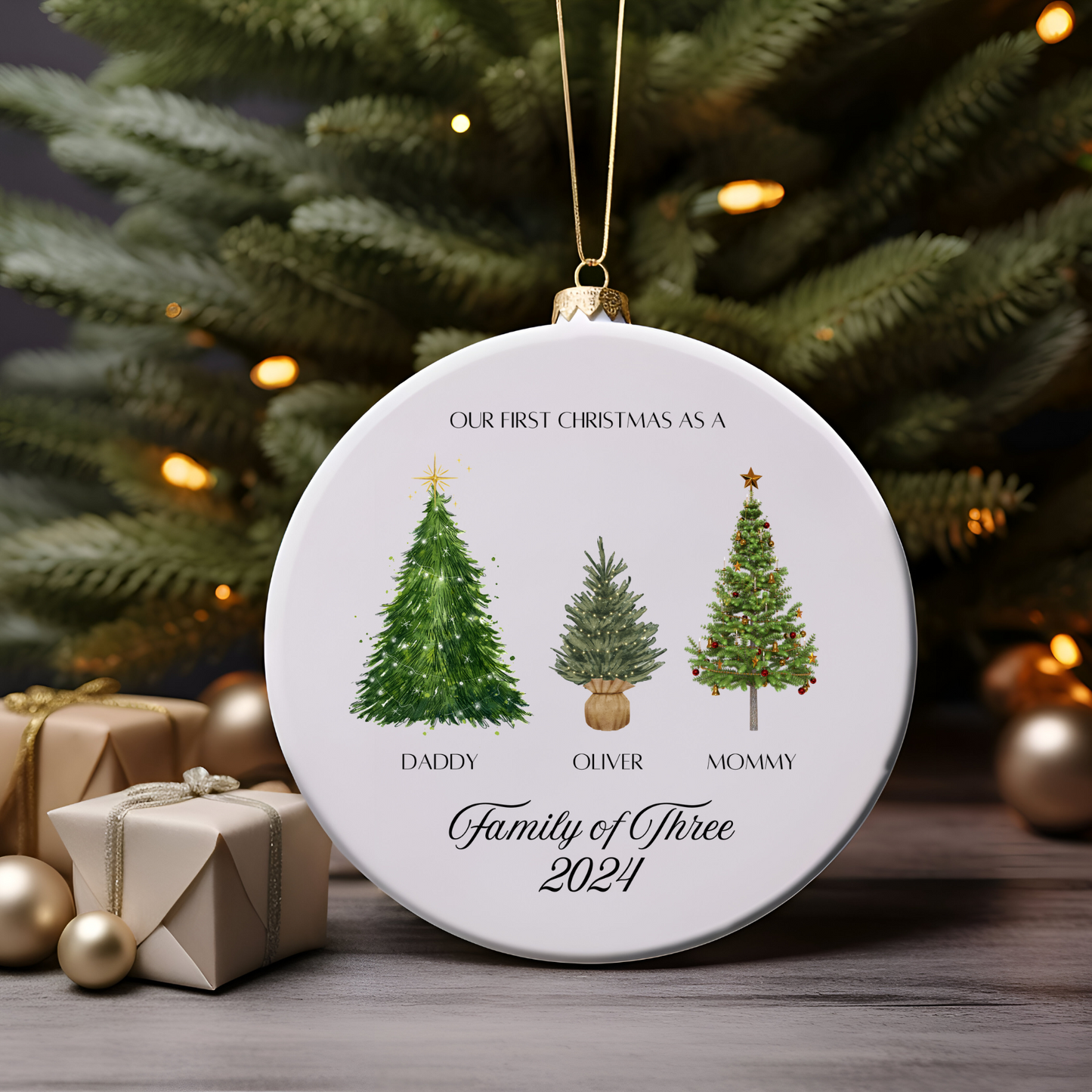 Custom Family of 3 ornament