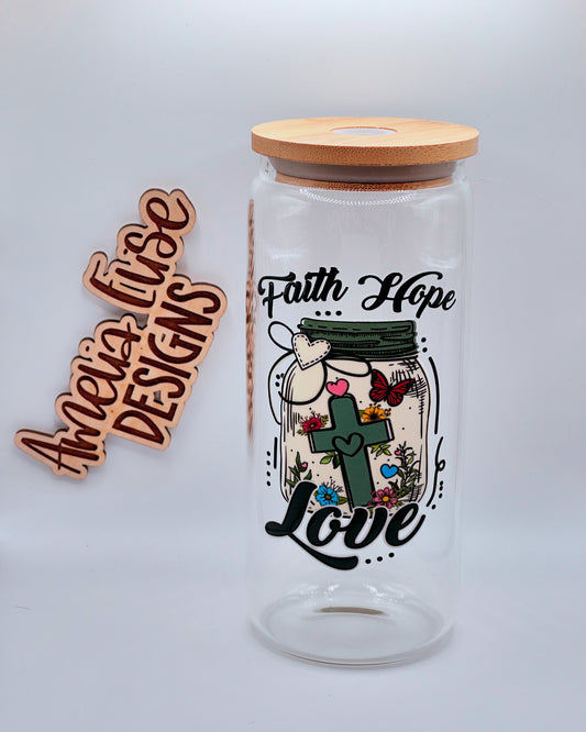 Faith, Hope & Love Libbey Glass Can