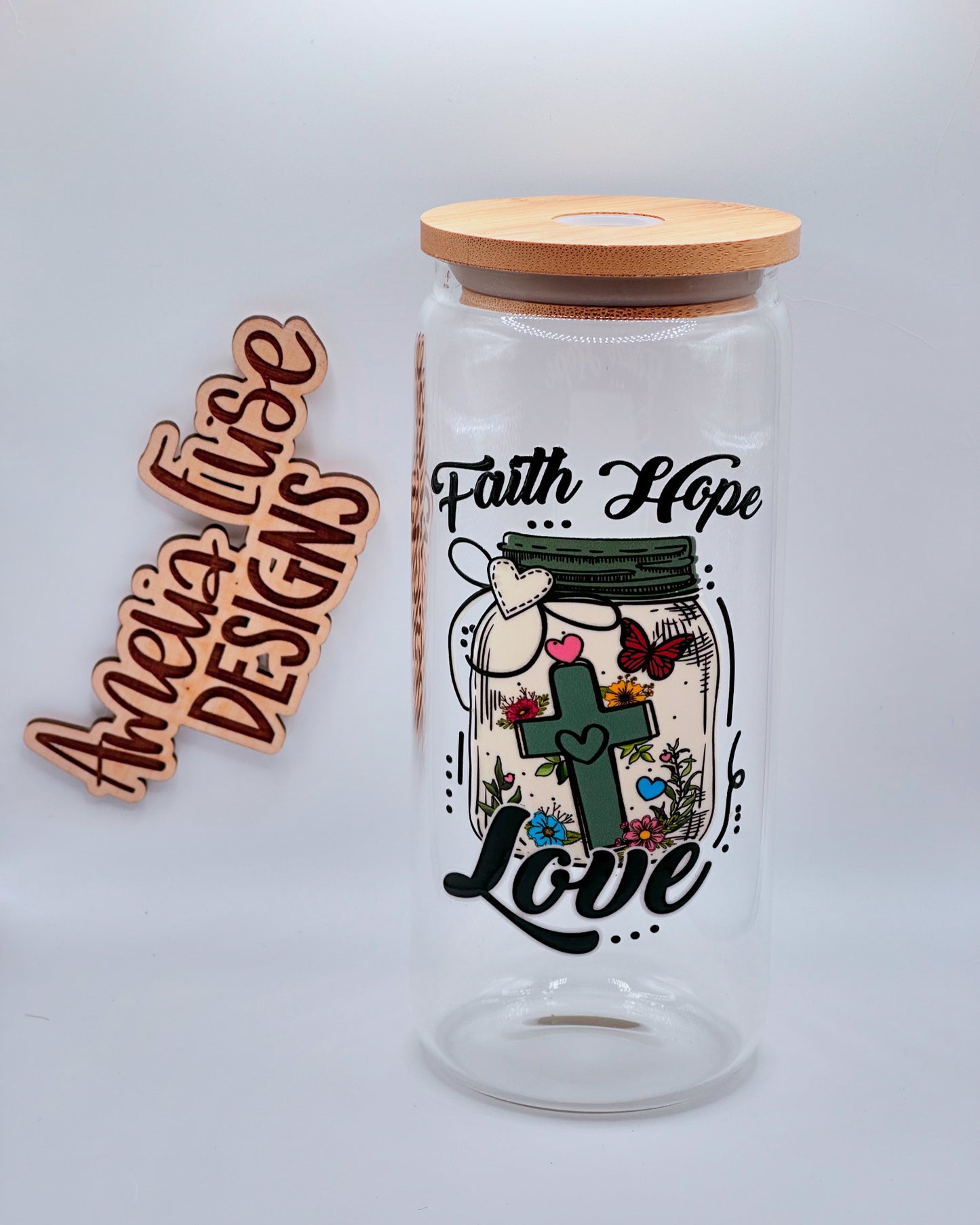 Faith, Hope & Love Libbey Glass Can