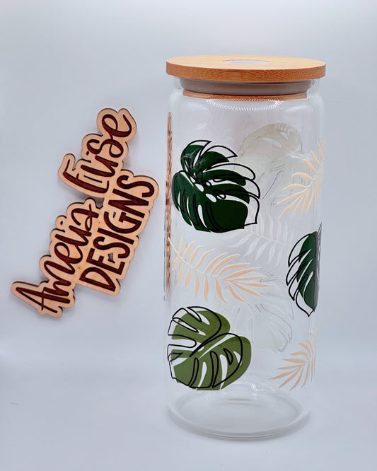 Monstera Libbey Glass Can