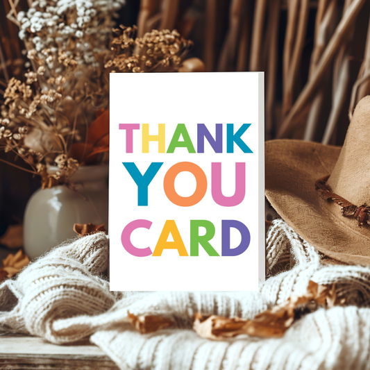 Thank You Card - Rainbow Block Style